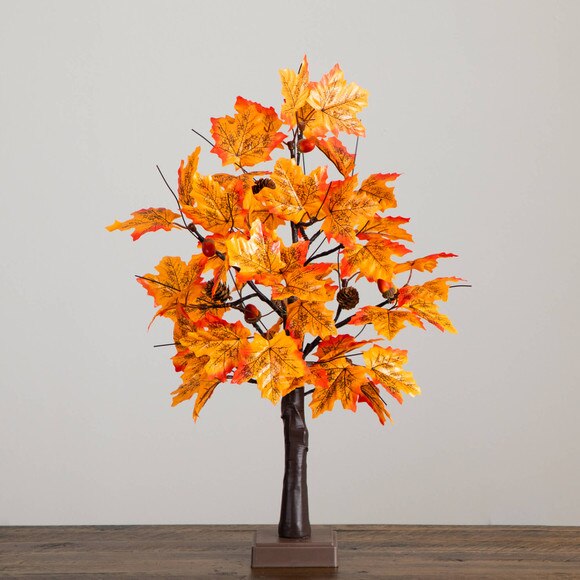 2-ft Pre-Lit Autumn Maple Artificial Fall Tree with Acorns Pinecones and 18 Warm White LED Lights - SKU #T5300 - 7