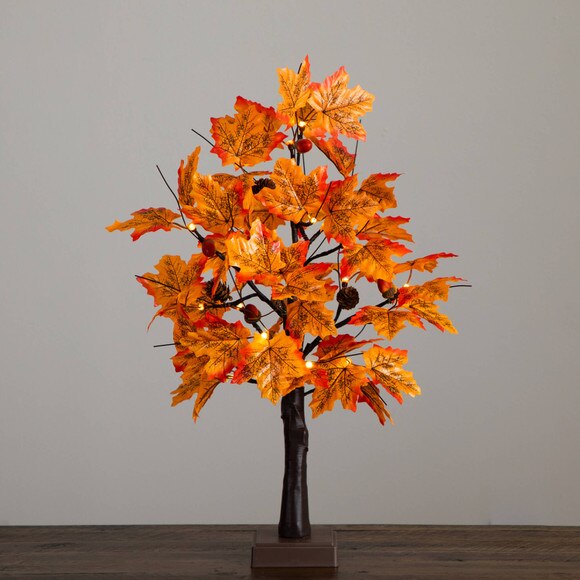 2-ft Pre-Lit Autumn Maple Artificial Fall Tree with Acorns Pinecones and 18 Warm White LED Lights - SKU #T5300 - 8