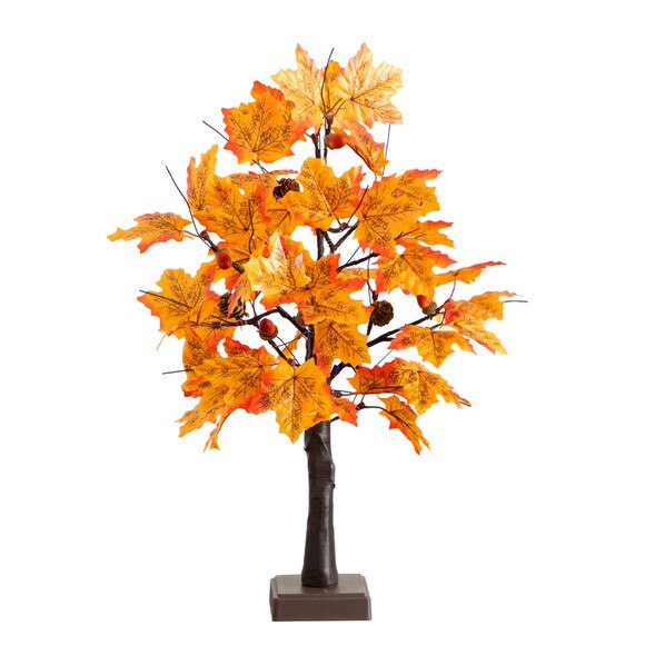2-ft Pre-Lit Autumn Maple Artificial Fall Tree with Acorns Pinecones and 18 Warm White LED Lights - SKU #T5300 - 10