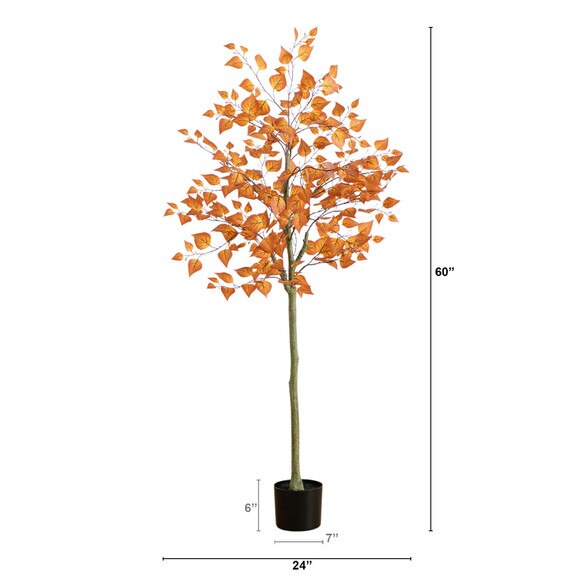 5-ft Autumn Birch Leaf Artificial Fall Tree - SKU #T5317 - 1