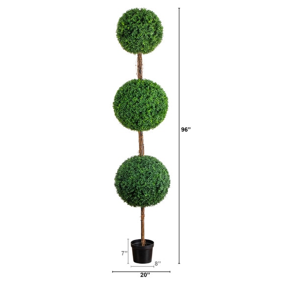 8-ft UV Resistant Artificial Triple Ball Boxwood Topiary Tree Indoor/Outdoor - SKU #T5323 - 1