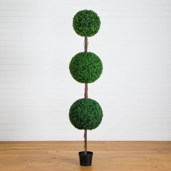 8-ft UV Resistant Artificial Triple Ball Boxwood Topiary Tree Indoor/Outdoor - SKU #T5323 - 9