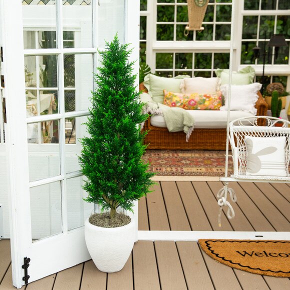 4-ft UV Resistant Artificial Cypress Tower Tree Indoor/Outdoor - SKU #T5326 - 4