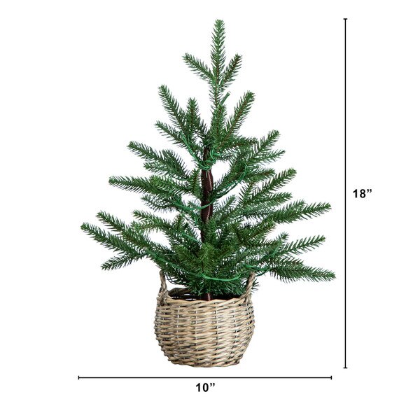 1.5-ft Pre-Lit Artificial Mini Christmas Tree in Basket with 20 Warm White LED Lights - SKU #T5328 - 1
