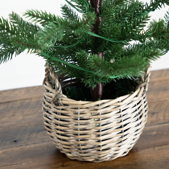 1.5-ft Pre-Lit Artificial Mini Christmas Tree in Basket with 20 Warm White LED Lights - SKU #T5328 - 4