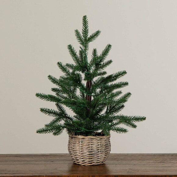 1.5-ft Pre-Lit Artificial Mini Christmas Tree in Basket with 20 Warm White LED Lights - SKU #T5328 - 8