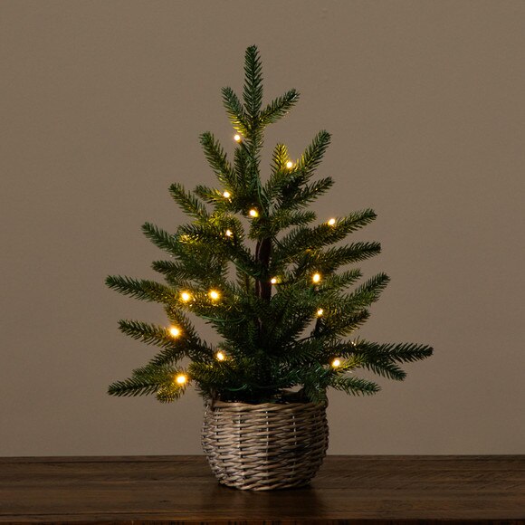 1.5-ft Pre-Lit Artificial Mini Christmas Tree in Basket with 20 Warm White LED Lights - SKU #T5328 - 9