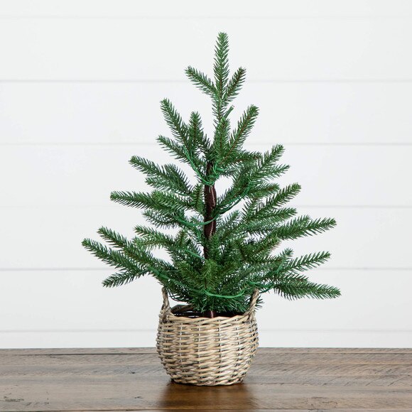 1.5-ft Pre-Lit Artificial Mini Christmas Tree in Basket with 20 Warm White LED Lights - SKU #T5328 - 10