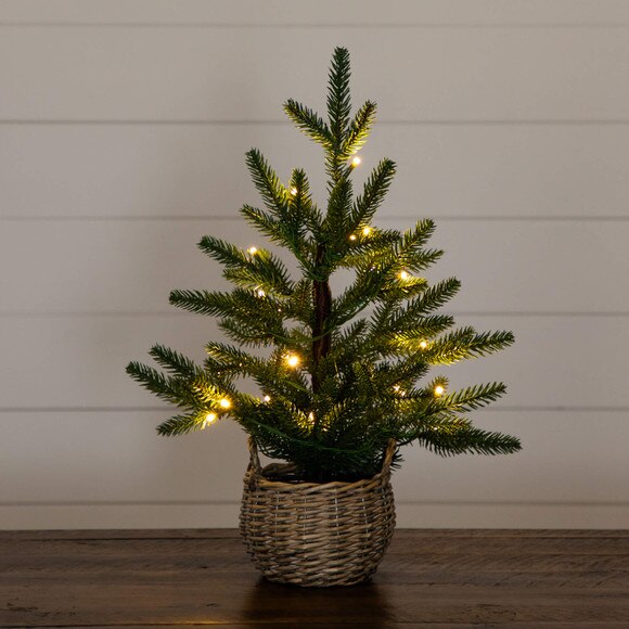 1.5-ft Pre-Lit Artificial Mini Christmas Tree in Basket with 20 Warm White LED Lights - SKU #T5328 - 11