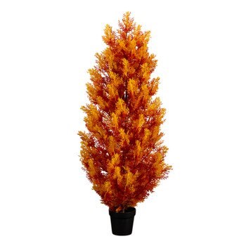 4-ft UV Resistant Autumn Artificial Fall Cedar Tree Indoor/Outdoor - SKU #T5339