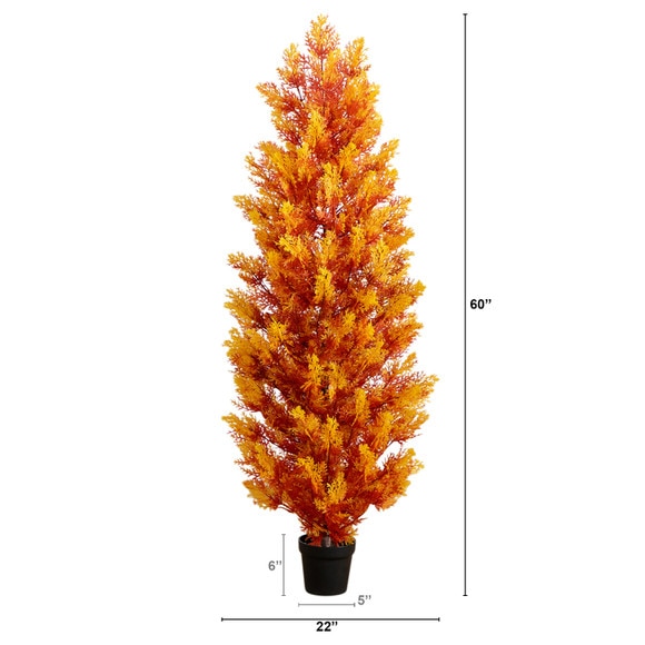 5-ft UV Resistant Autumn Artificial Fall Cedar Tree Indoor/Outdoor - SKU #T5340 - 1