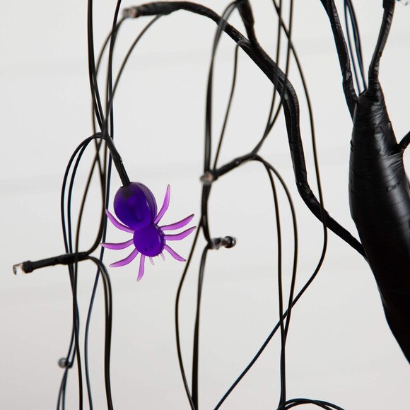 2-ft Pre-Lit Halloween Artificial Black Spooky Spider Willow Tree with 60 Orange Purple LED Lights - SKU #T5352 - 2