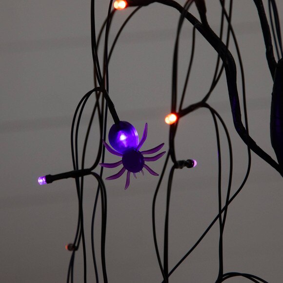 2-ft Pre-Lit Halloween Artificial Black Spooky Spider Willow Tree with 60 Orange Purple LED Lights - SKU #T5352 - 3