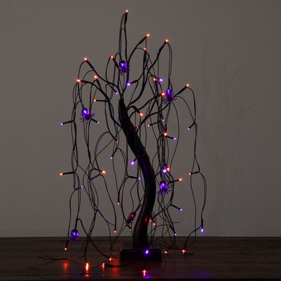 2-ft Pre-Lit Halloween Artificial Black Spooky Spider Willow Tree with 60 Orange Purple LED Lights - SKU #T5352 - 10