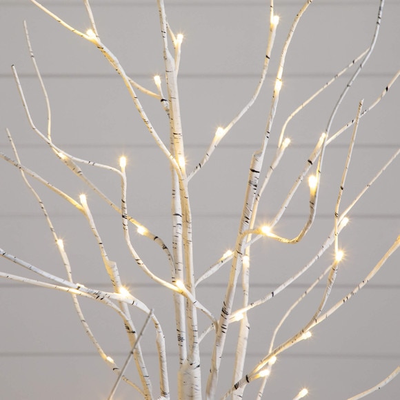 4-ft 5-ft 6-ft Pre-Lit Artificial White Birch Trees- Set of 3 - SKU #T5354 - 4