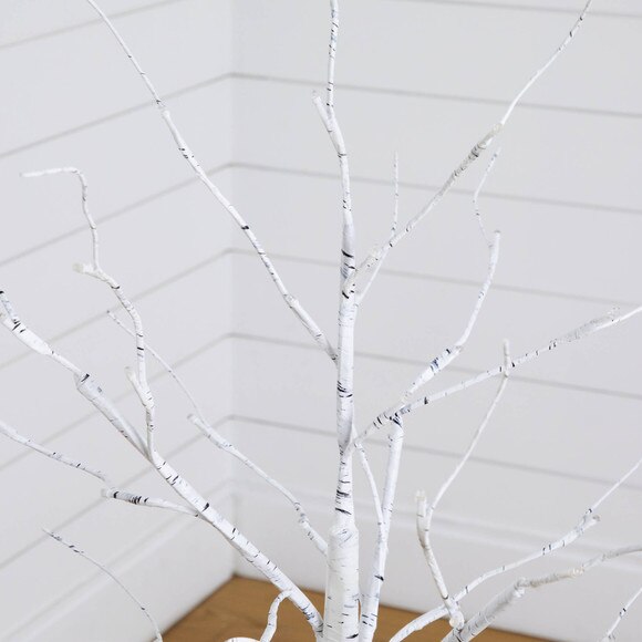 4-ft 5-ft 6-ft Pre-Lit Artificial White Birch Trees- Set of 3 - SKU #T5354 - 6