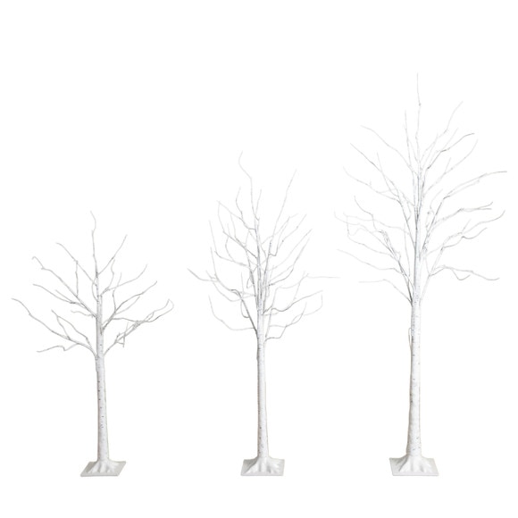 4-ft 5-ft 6-ft Pre-Lit Artificial White Birch Trees- Set of 3 - SKU #T5354 - 10