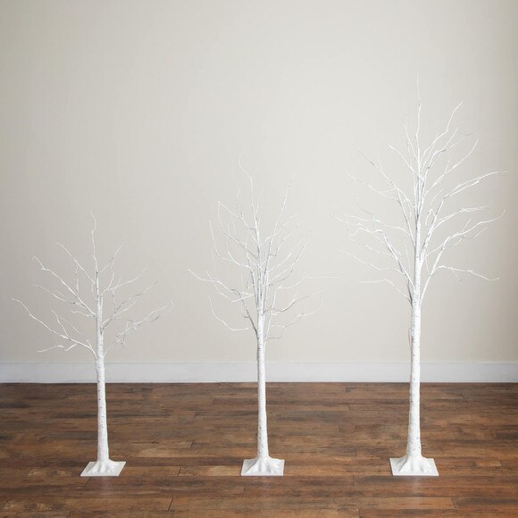 4-ft 5-ft 6-ft Pre-Lit Artificial White Birch Trees- Set of 3 - SKU #T5354 - 12
