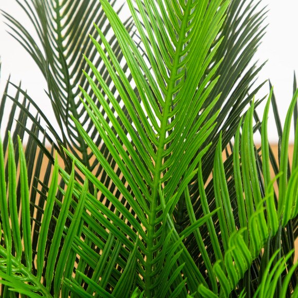 30-in UV Resistant Artificial Cycas Palm Tree in White Decorative Planter Indoor/Outdoor - SKU #T5355 - 2