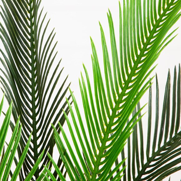 40-in UV Resistant Artificial Double Cycas Palm Tree in White Decorative Planter Indoor/Outdoor - SKU #T5356 - 2