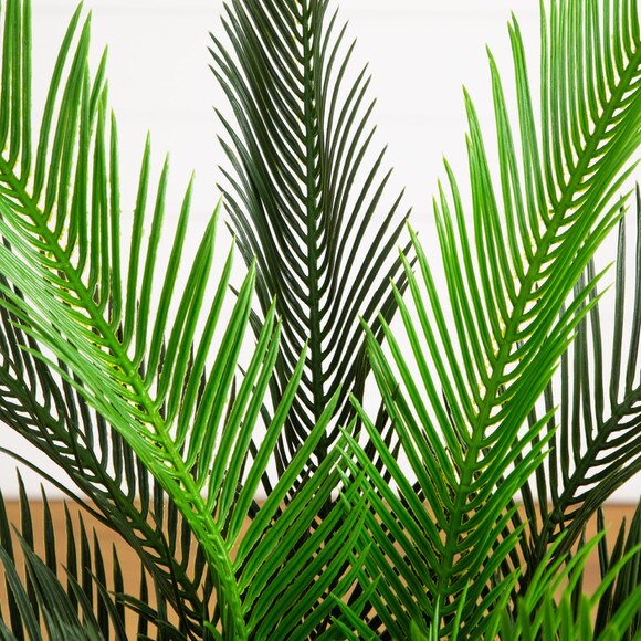 40-in UV Resistant Artificial Double Cycas Palm Tree in White Decorative Planter Indoor/Outdoor - SKU #T5356 - 3