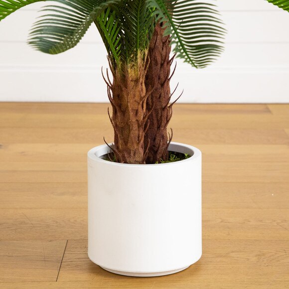 40-in UV Resistant Artificial Double Cycas Palm Tree in White Decorative Planter Indoor/Outdoor - SKU #T5356 - 5