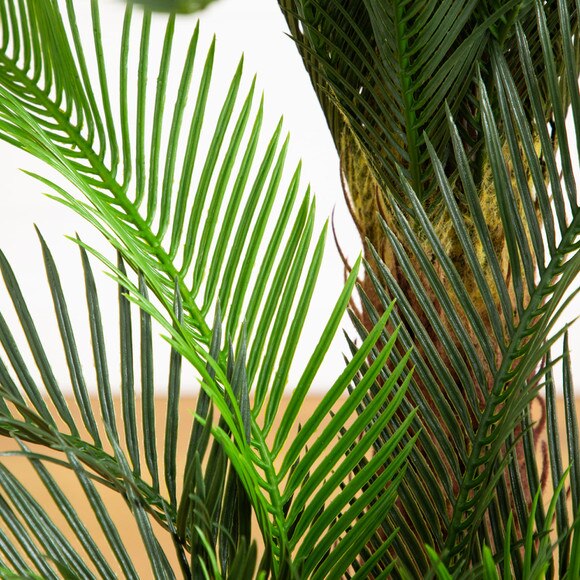 40-in UV Resistant Artificial Double Cycas Palm Tree in White Decorative Planter Indoor/Outdoor - SKU #T5356 - 6