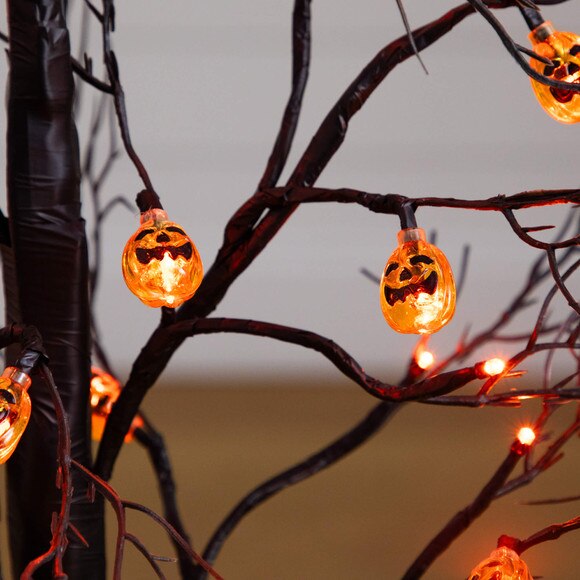 3-ft Pre-Lit Artificial Halloween Black Twig Tree with 18 Orange LED Pumpkin Shaped Lights - SKU #T5360 - 4
