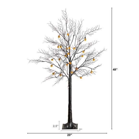 4-ft Pre-Lit Artificial Halloween Black Twig Tree with 24 Orange LED Pumpkin Shaped Lights - SKU #T5361 - 1