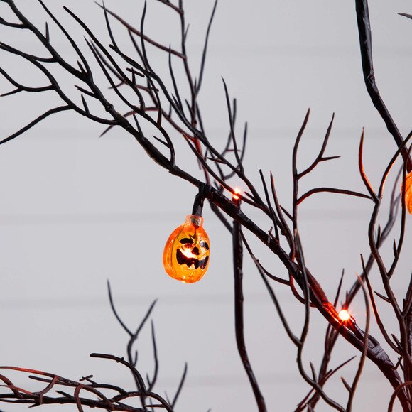 4-ft Pre-Lit Artificial Halloween Black Twig Tree with 24 Orange LED Pumpkin Shaped Lights - SKU #T5361 - 7