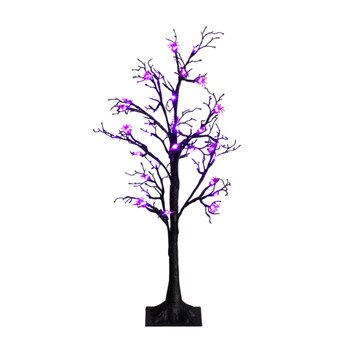 3-ft Pre-Lit Artificial Halloween Spider Twig Tree with 36 Purple LED Lights - SKU #T5362