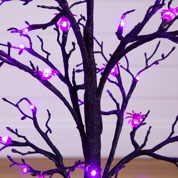 3-ft Pre-Lit Artificial Halloween Spider Twig Tree with 36 Purple LED Lights - SKU #T5362 - 2