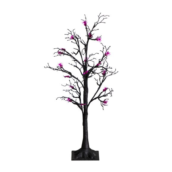 3-ft Pre-Lit Artificial Halloween Spider Twig Tree with 36 Purple LED Lights - SKU #T5362 - 3