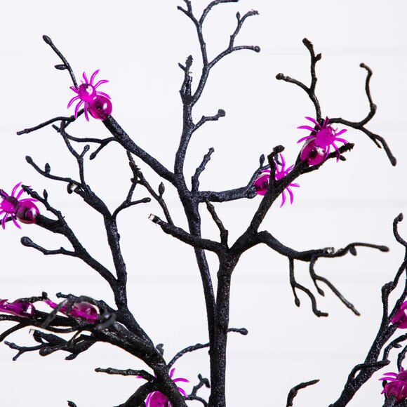 3-ft Pre-Lit Artificial Halloween Spider Twig Tree with 36 Purple LED Lights - SKU #T5362 - 4
