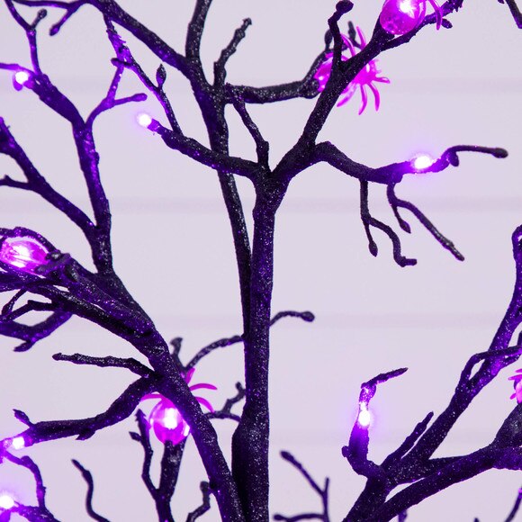 3-ft Pre-Lit Artificial Halloween Spider Twig Tree with 36 Purple LED Lights - SKU #T5362 - 5