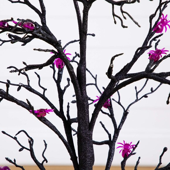 3-ft Pre-Lit Artificial Halloween Spider Twig Tree with 36 Purple LED Lights - SKU #T5362 - 6