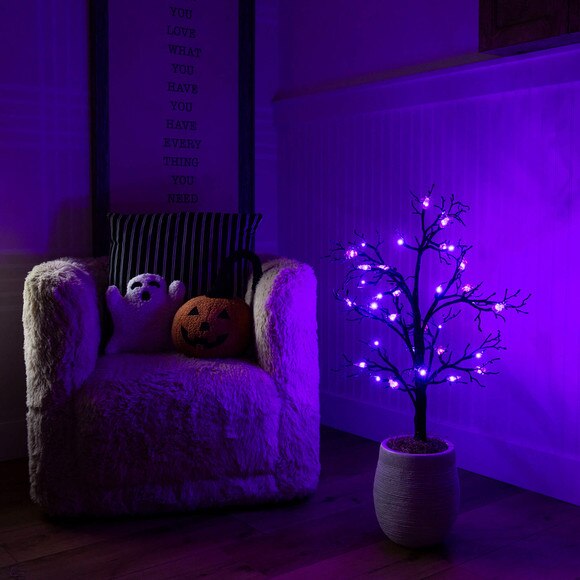 3-ft Pre-Lit Artificial Halloween Spider Twig Tree with 36 Purple LED Lights - SKU #T5362 - 7
