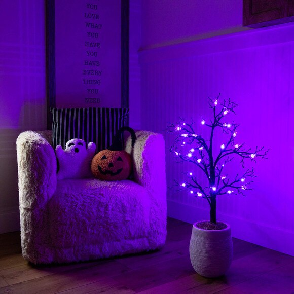3-ft Pre-Lit Artificial Halloween Spider Twig Tree with 36 Purple LED Lights - SKU #T5362 - 8