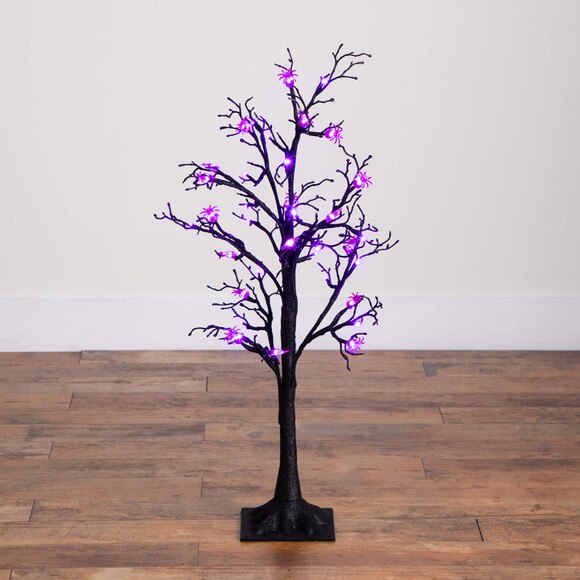 3-ft Pre-Lit Artificial Halloween Spider Twig Tree with 36 Purple LED Lights - SKU #T5362 - 10