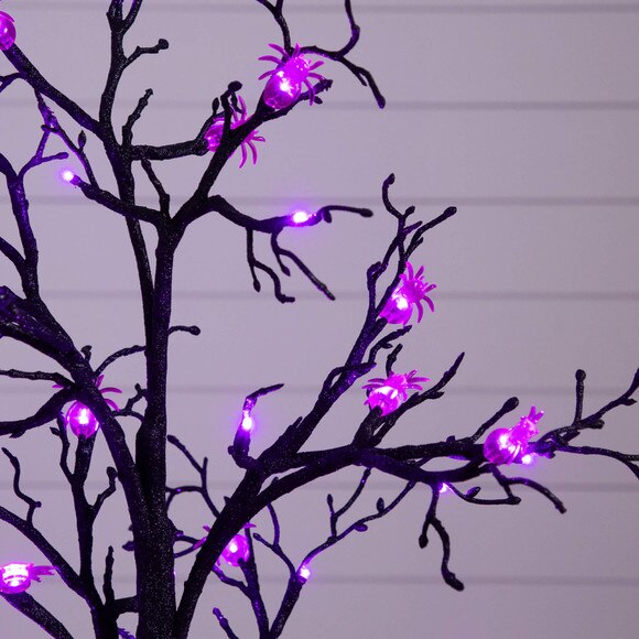 3-ft Pre-Lit Artificial Halloween Spider Twig Tree with 36 Purple LED Lights - SKU #T5362 - 12
