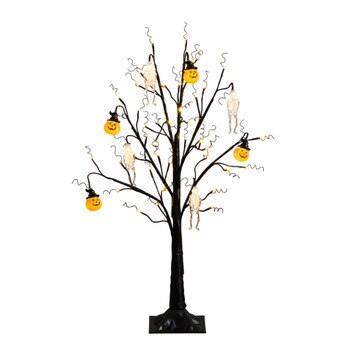 3-ft Pre-Lit Artificial Halloween Pumpkins and Skulls Ornament Tree with 48 Warm White LED Lights - SKU #T5363