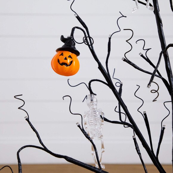 3-ft Pre-Lit Artificial Halloween Pumpkins and Skulls Ornament Tree with 48 Warm White LED Lights - SKU #T5363 - 2