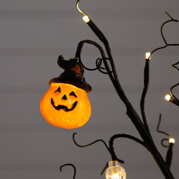 3-ft Pre-Lit Artificial Halloween Pumpkins and Skulls Ornament Tree with 48 Warm White LED Lights - SKU #T5363 - 3