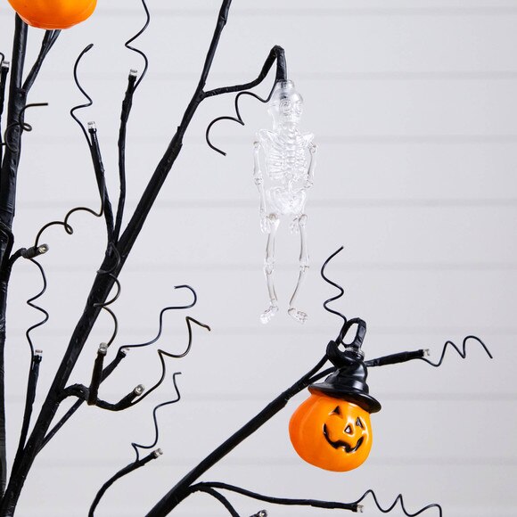 3-ft Pre-Lit Artificial Halloween Pumpkins and Skulls Ornament Tree with 48 Warm White LED Lights - SKU #T5363 - 4