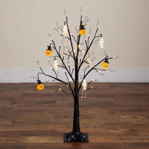 3-ft Pre-Lit Artificial Halloween Pumpkins and Skulls Ornament Tree with 48 Warm White LED Lights - SKU #T5363 - 8