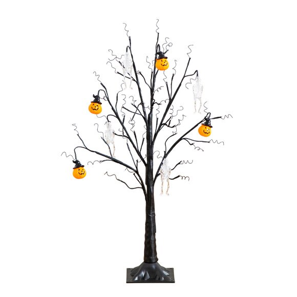 3-ft Pre-Lit Artificial Halloween Pumpkins and Skulls Ornament Tree with 48 Warm White LED Lights - SKU #T5363 - 11