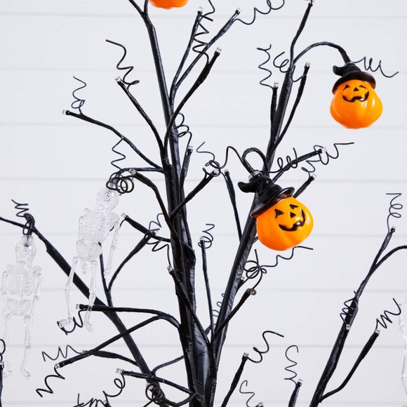 4-ft Pre-Lit Artificial Halloween Pumpkins and Skulls Ornament Tree with 64 Warm White LED Lights - SKU #T5364 - 2