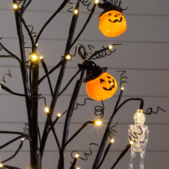 4-ft Pre-Lit Artificial Halloween Pumpkins and Skulls Ornament Tree with 64 Warm White LED Lights - SKU #T5364 - 3