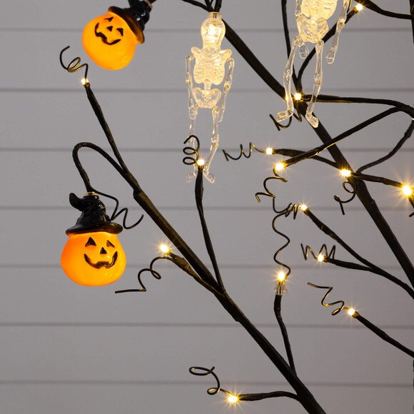 4-ft Pre-Lit Artificial Halloween Pumpkins and Skulls Ornament Tree with 64 Warm White LED Lights - SKU #T5364 - 4