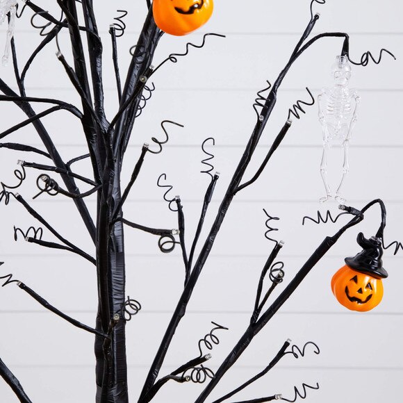 4-ft Pre-Lit Artificial Halloween Pumpkins and Skulls Ornament Tree with 64 Warm White LED Lights - SKU #T5364 - 9